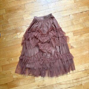 Gathered Tulle Maxi Skirt